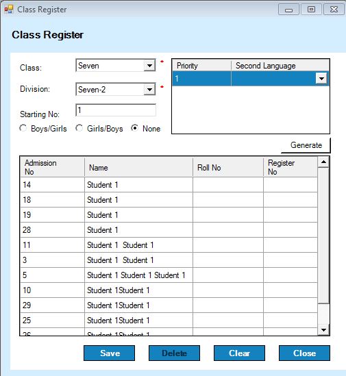 Class Register