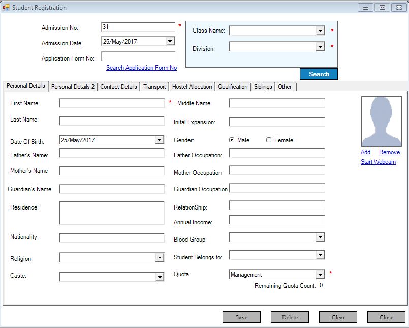 Student information and student search